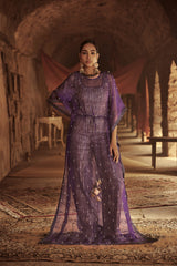 Purple Silk Organza Kaftan Set
