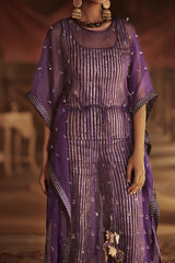 Purple Silk Organza Kaftan Set