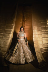 Kasturi Wagh in Gold Mirror Embellished Lehenga Set