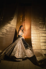 Kasturi Wagh in Gold Mirror Embellished Lehenga Set