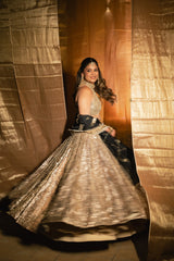Kasturi Wagh in Gold Mirror Embellished Lehenga Set