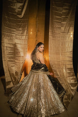 Kasturi Wagh in Gold Mirror Embellished Lehenga Set