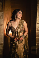 Sharvari in Antique Gold Lehenga Set