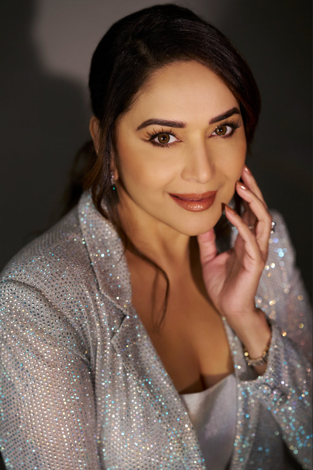 Madhuri Dixit in Boxy Crystal Studded Jacket, Pant
