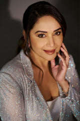 Madhuri Dixit in Boxy Crystal Studded Jacket, Pant