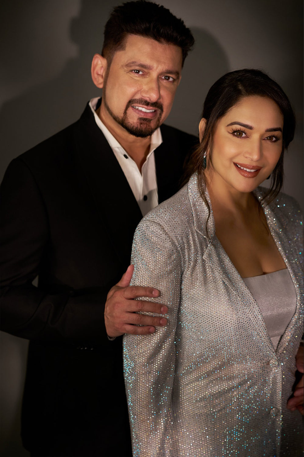 Madhuri Dixit in Boxy Crystal Studded Jacket, Pant