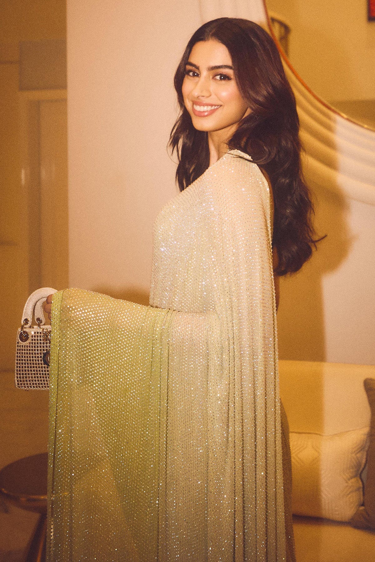 Khushi Kapoor in Ombre Crystal Cascade