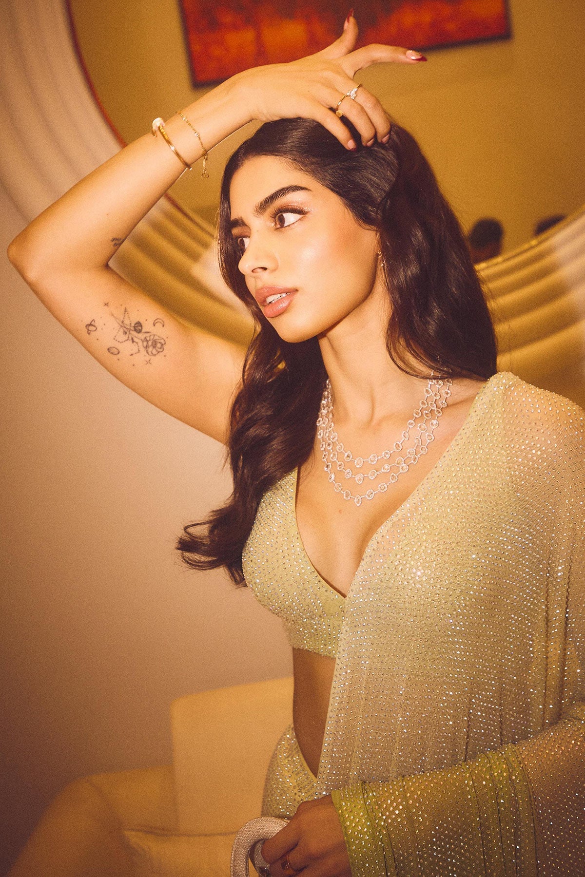 Khushi Kapoor in Ombre Crystal Cascade