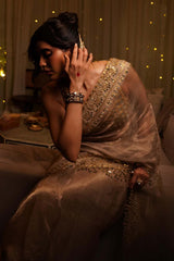 Karishma Tanna in Gaja Kavya Saree and Mirror Work blouse