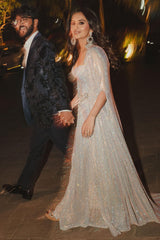 Krisha Parekh in Silver Blaze Cape Set