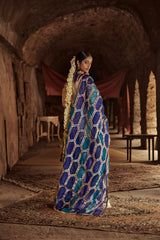 Multicolour Hexagon Stained Glass Pattern Dupatta Reinforced With Handmade Lampi